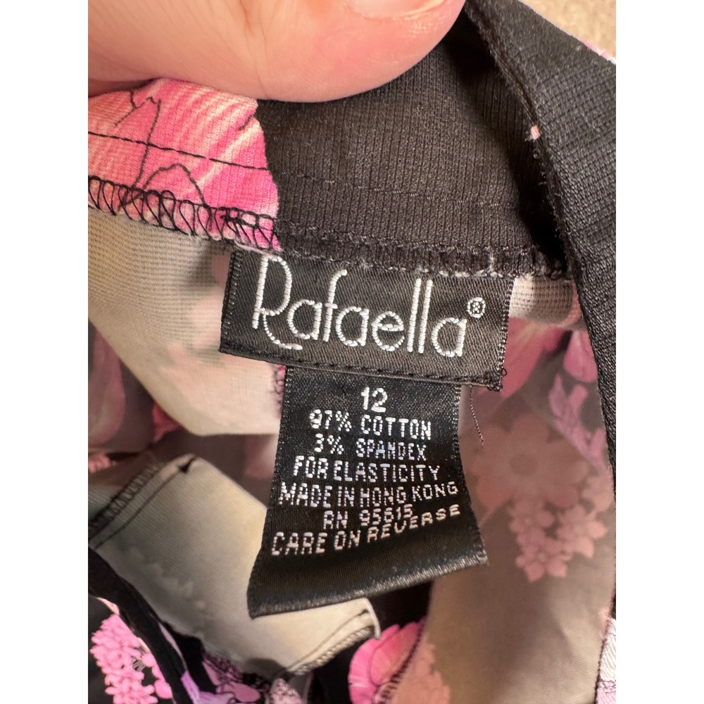 k112. Rafaella Chic Boho Floral Crop Pants Cotton Stretch Size 12 - Picture 3 of 4